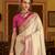 beige soft silk blend woven saree with unstitched blouse piece