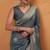 grey tissue silk blend woven saree with unstitched blouse piece