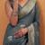 grey tissue silk blend woven saree with unstitched blouse piece