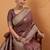 brown tissue silk blend woven saree with unstitched blouse piece