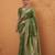green tissue silk blend woven saree with unstitched blouse piece