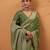 green tissue silk blend woven saree with unstitched blouse piece