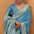 blue tissue silk blend woven saree with unstitched blouse piece