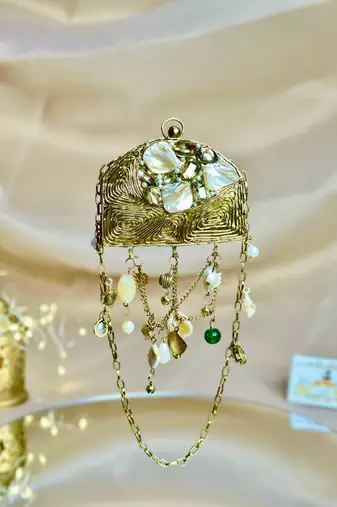 Noor arc nano clutch purse - antique gold