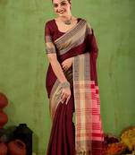 Raag varnam maroon narayanpet mercerized cotton saree