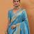 blue tissue silk blend woven saree with unstitched blouse piece