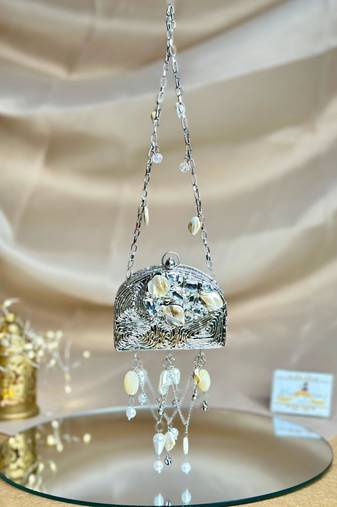 Noor arc nano clutch purse - silver