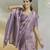 lavender handloom silk blend woven saree with unstitched blouse piece
