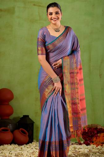 Raag varnam lavnder narayanpet mercerized cotton saree