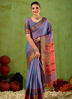Raag varnam lavnder narayanpet mercerized cotton saree 3