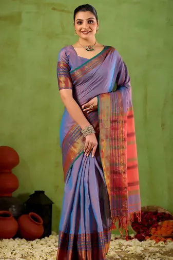 Raag varnam lavnder narayanpet mercerized cotton saree