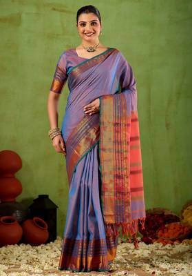 Raag varnam lavnder narayanpet mercerized cotton saree 4