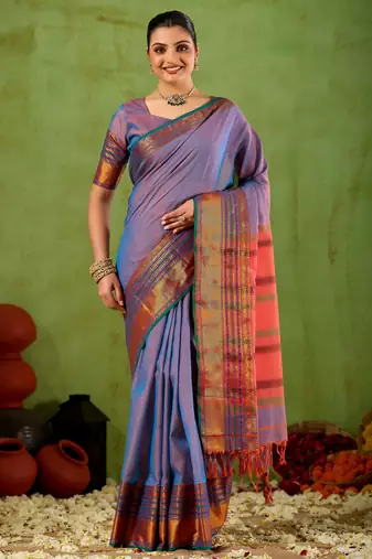 Raag varnam lavnder narayanpet mercerized cotton saree