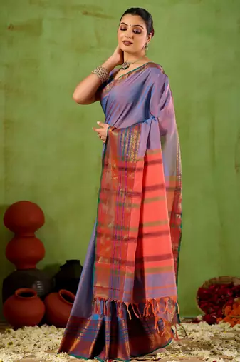 Raag varnam lavnder narayanpet mercerized cotton saree