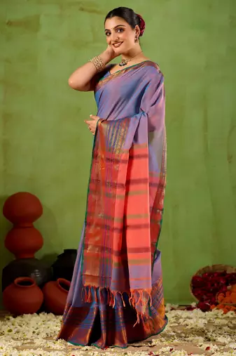 Raag varnam lavnder narayanpet mercerized cotton saree