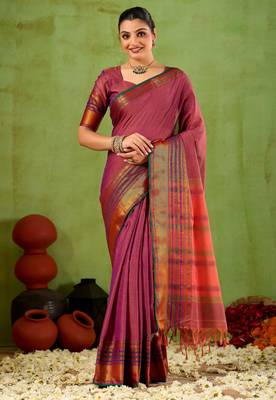 Raag varnam pink narayanpet mercerized cotton saree 3