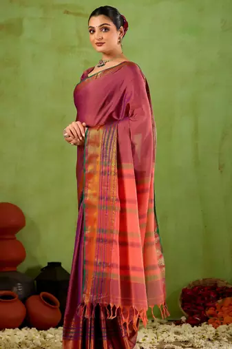 Raag varnam pink narayanpet mercerized cotton saree