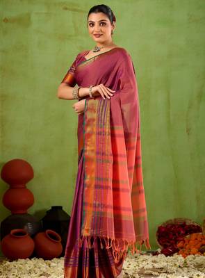 Raag varnam pink narayanpet mercerized cotton saree 6