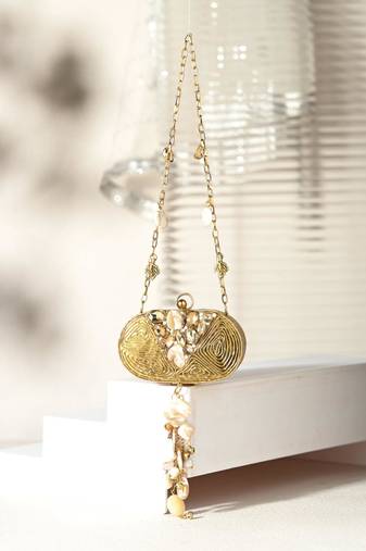 Sitara viral nano clutch bag - antique gold