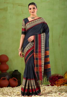 Raag varnam black narayanpet mercerized cotton saree 4