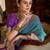 blue soft silk blend woven saree with unstitched blouse piece