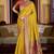 yellow soft silk blend woven saree with unstitched blouse piece