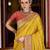 yellow soft silk blend woven saree with unstitched blouse piece