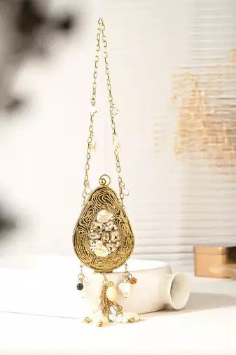 Avacado viral nano clutch bag - antique gold