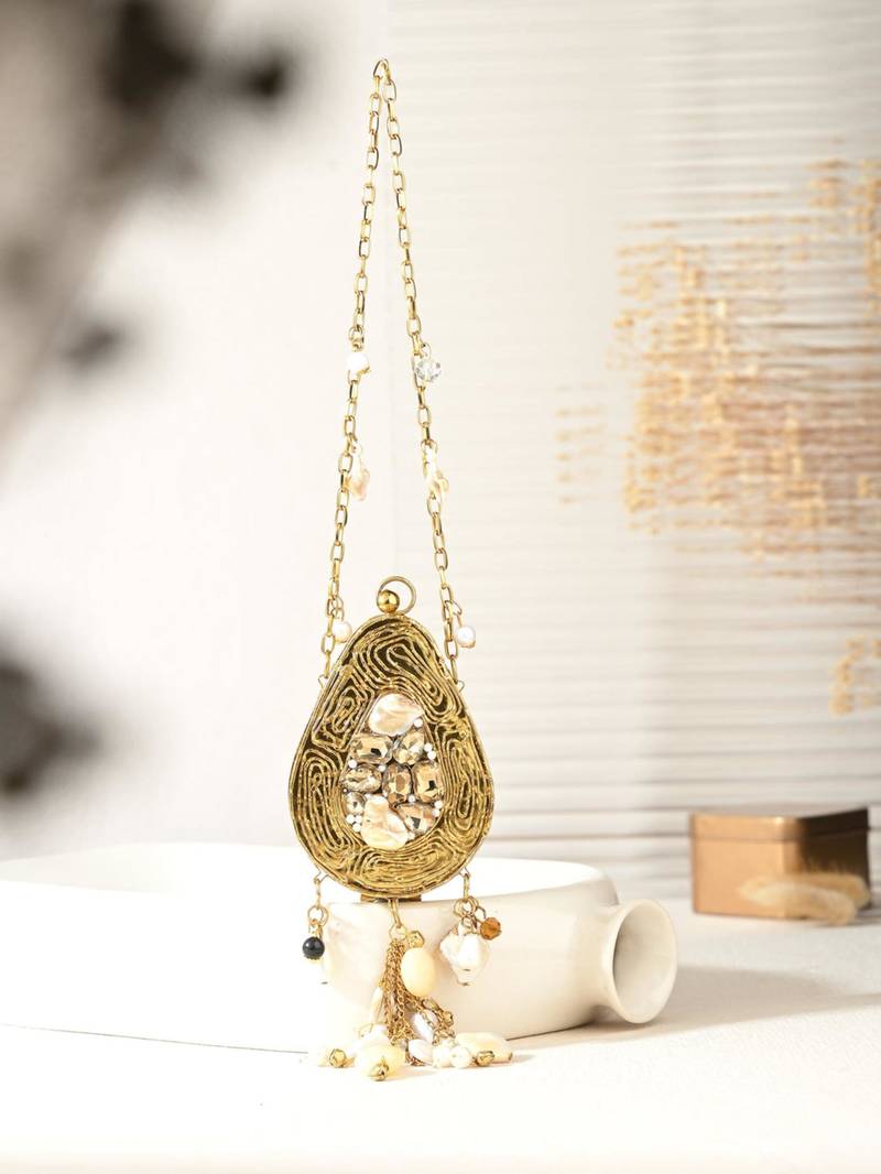 Avacado viral nano clutch bag - antique gold