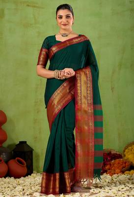 Raag varnam green narayanpet mercerized cotton saree 3