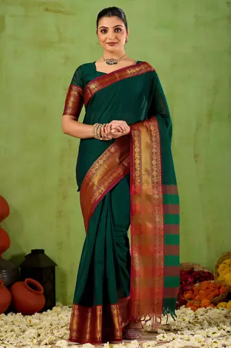 Raag varnam green narayanpet mercerized cotton saree