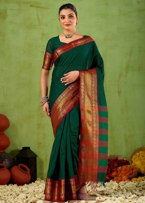 Raag varnam green narayanpet mercerized cotton saree 5