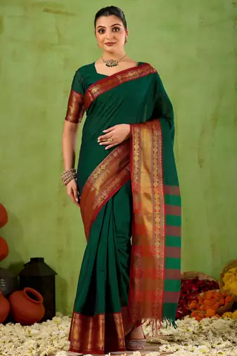 Raag varnam green narayanpet mercerized cotton saree