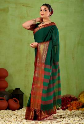 Raag varnam green narayanpet mercerized cotton saree 6