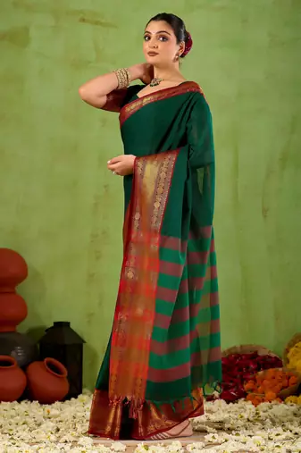 Raag varnam green narayanpet mercerized cotton saree