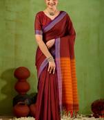 Raag varnam maroon narayanpet mercerized cotton saree