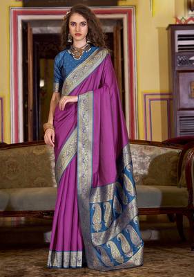 beige soft silk blend woven saree with unstitched blouse piece 1