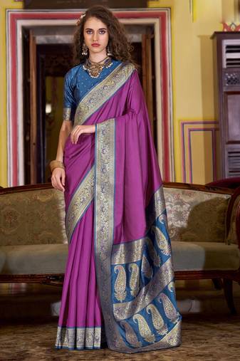 beige soft silk blend woven saree with unstitched blouse piece