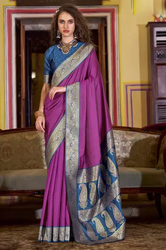 beige soft silk blend woven saree with unstitched blouse piece