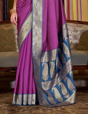 beige soft silk blend woven saree with unstitched blouse piece 3