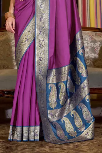 beige soft silk blend woven saree with unstitched blouse piece