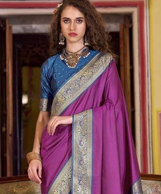 beige soft silk blend woven saree with unstitched blouse piece 4