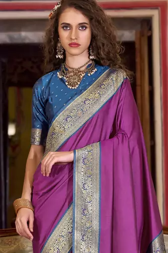 beige soft silk blend woven saree with unstitched blouse piece