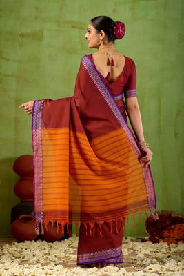 Raag varnam maroon narayanpet mercerized cotton saree 6