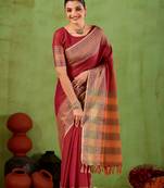 Raag varnam maroon narayanpet mercerized cotton saree