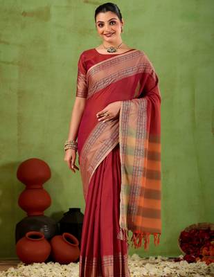 Raag varnam maroon narayanpet mercerized cotton saree 3