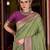 olive soft silk blend woven saree with unstitched blouse piece
