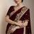 Wine Color Beautiful Embroidery detailling Satin Silk Saree
