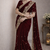 Wine Color Beautiful Embroidery detailling Satin Silk Saree