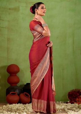 Raag varnam maroon narayanpet mercerized cotton saree 6
